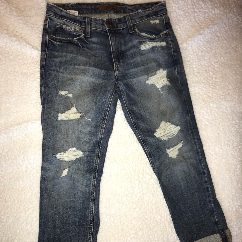 Joe’s Blue Distressed Slim Crop Jeans